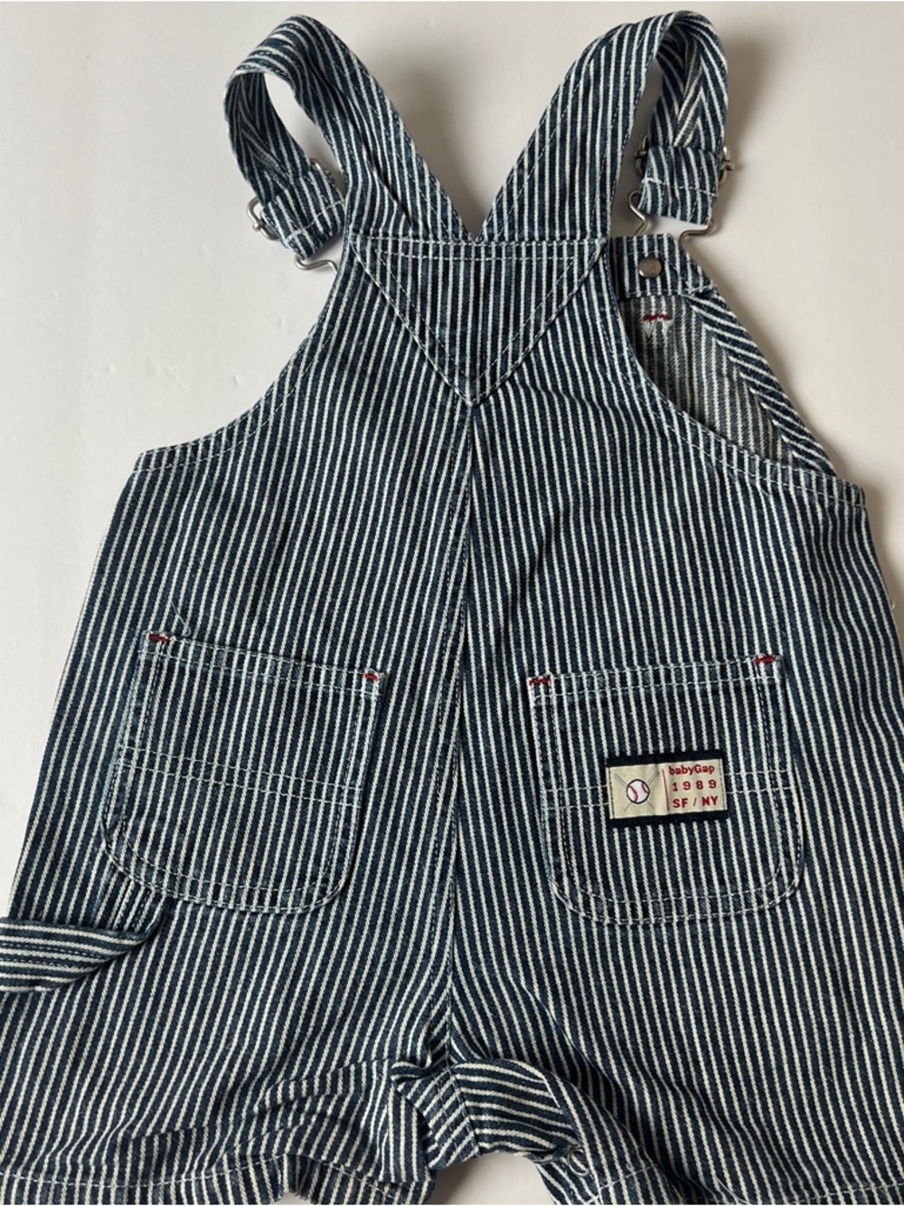 Baby Gap Blue White Railroad Stripe Jacket With Embroidered Logo baseball 6-12mo